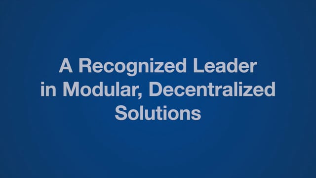 Blue card with grey text stating A Recognized Leader in modular, decentralized solutions