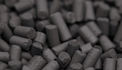 Close up of activated granular charcoal pellets