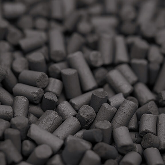 Close up of activated granular charcoal pellets