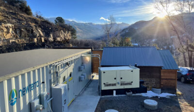 A modular wastewater treatment unit in a mountainous location cleans water