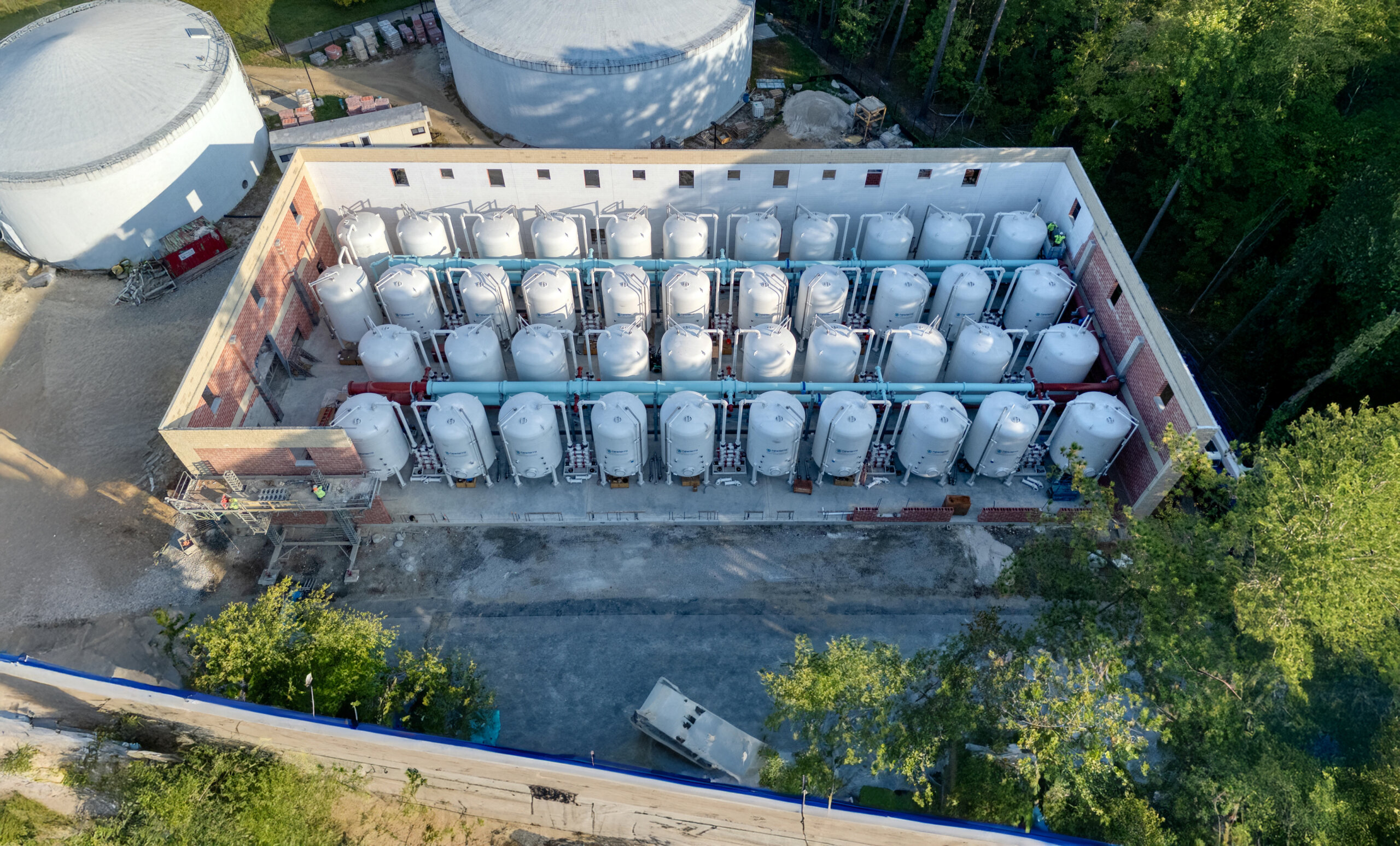 an aerial view of many newterra pressure vessels