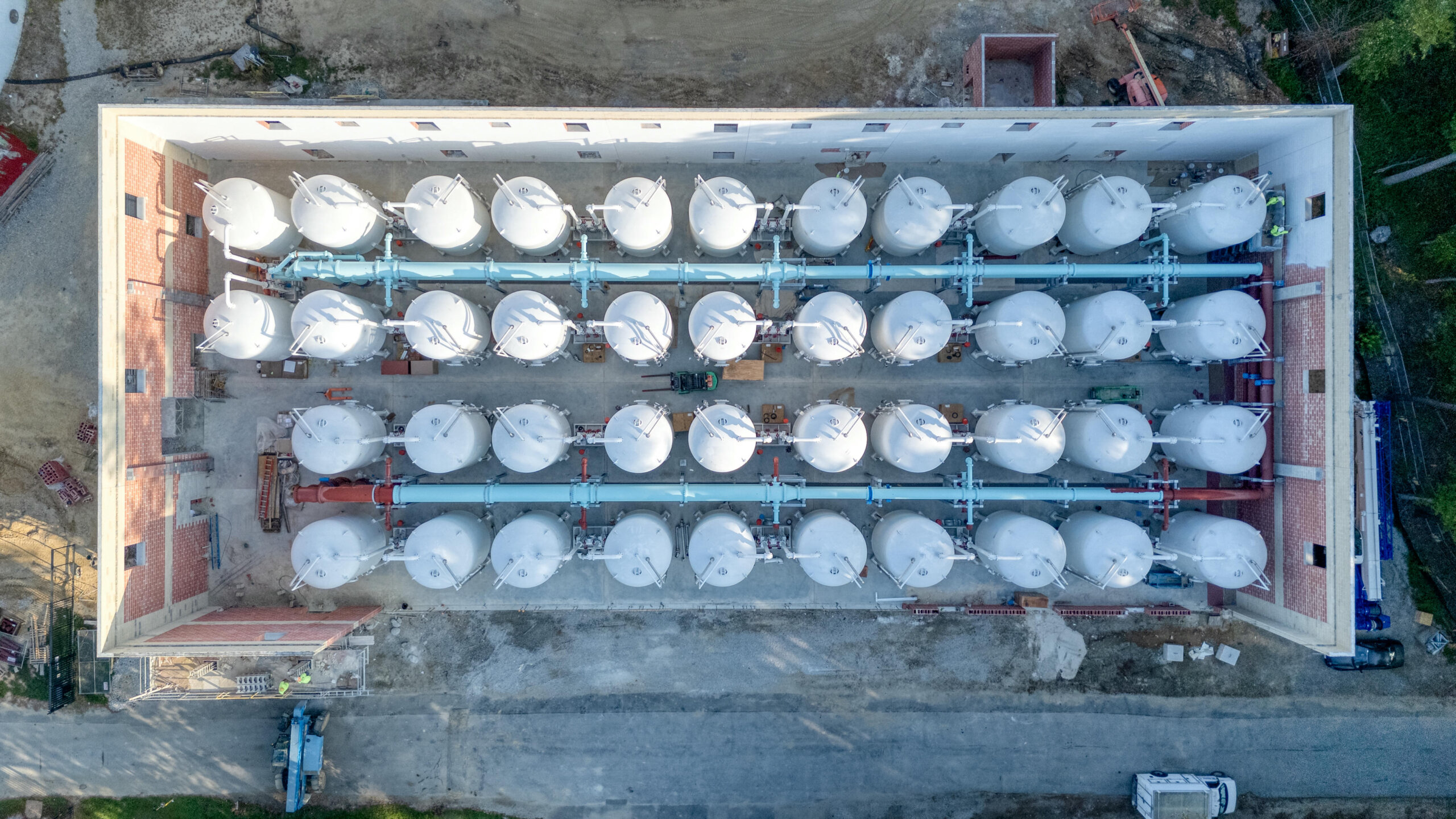 An aerial top down view of newterra pressure vessels