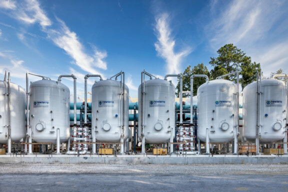 A row of newterra pressure vessels